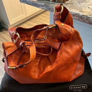 Coach Vibrant Orange Leather Shoulder Bag